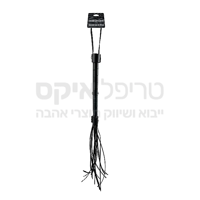 שוט זנבות דה לוקס - רצועות הצלפה מאוגדות בשוט בעל ידית עץ & סלסול רצועה לידית עם ריקועי מתכת באורך כולל של 80 סנטימטר.